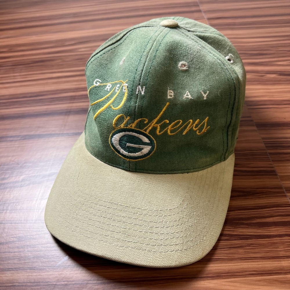 Drew Pearson Green Bay Packers Hat Mens OSFA Green Tan Vintage NFL Strapback